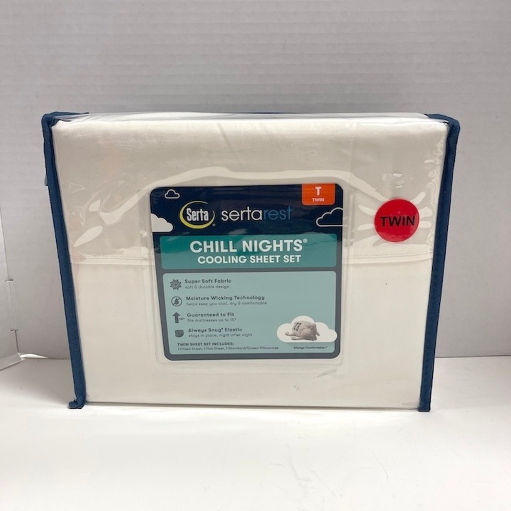 Serta Chill Nights Twin Cooling Sheet Set Cream OFF WHITE New in Package